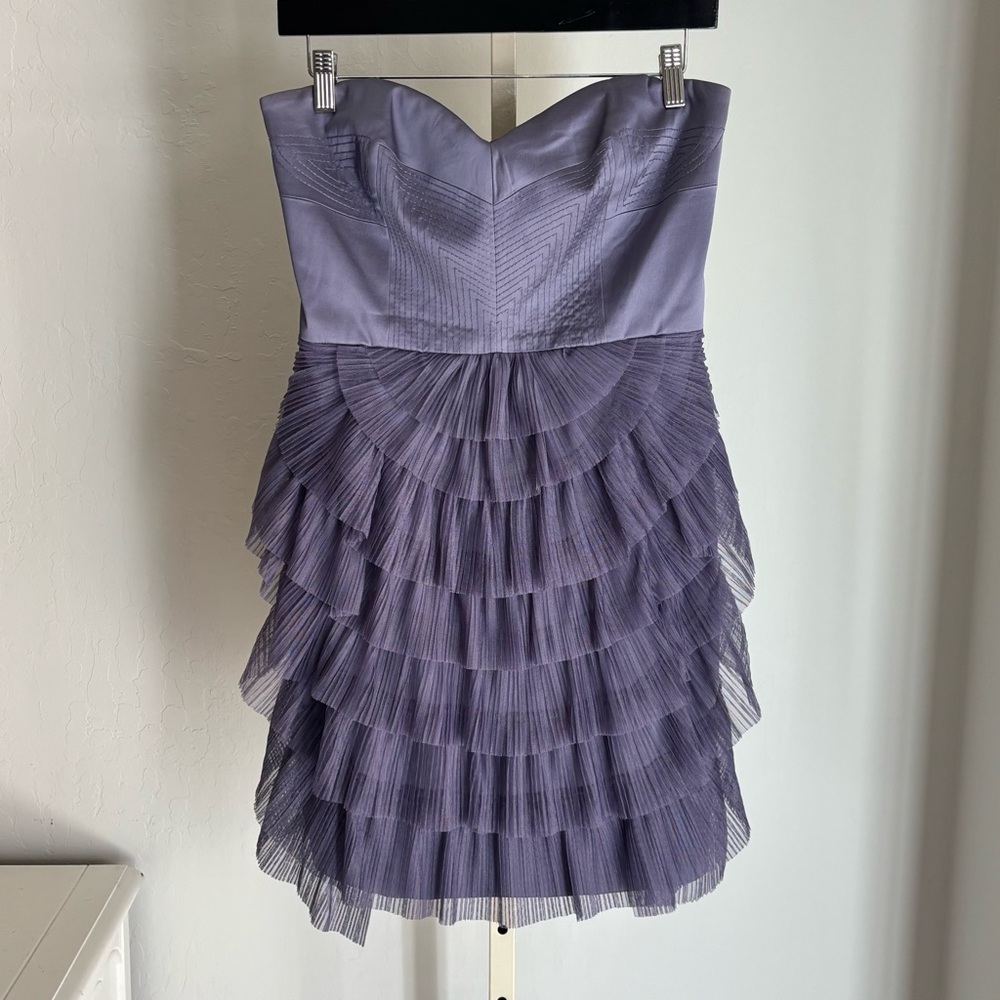 BCBG Strapless Mini Dress Frosted Plum, Size 8